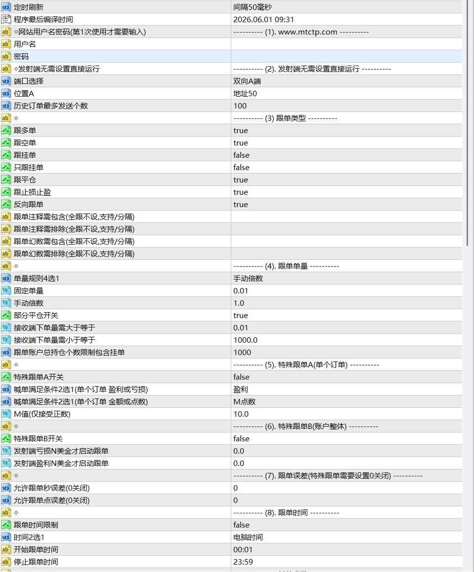 MT4MT5EA-双向跟单系统-普通版  ¥1200